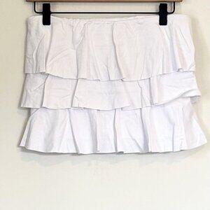 NWT Susana Monaco White Ruffle Mini Skirt - Size Medium